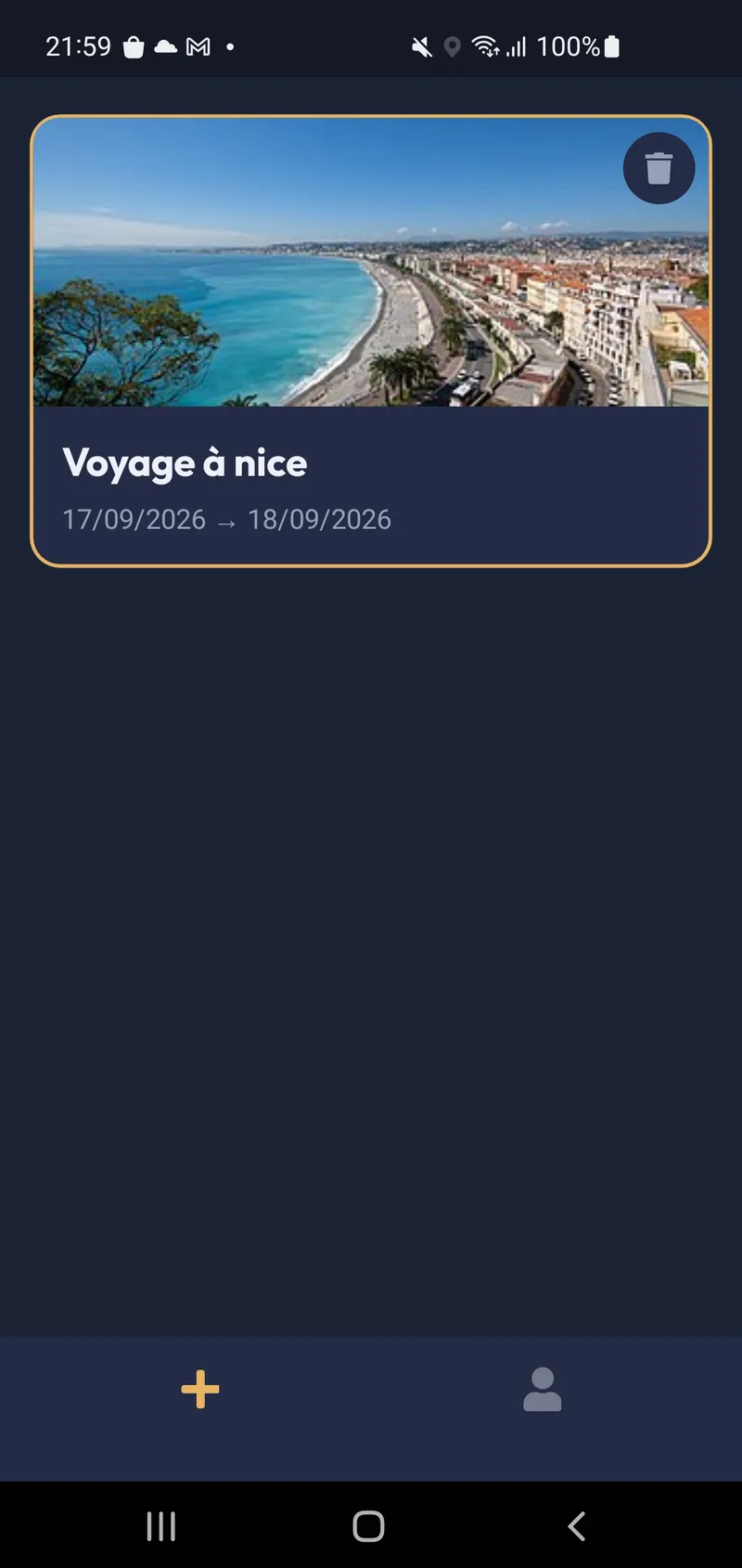 Écran d'accueil de Biyahey, un Voyage à Nice