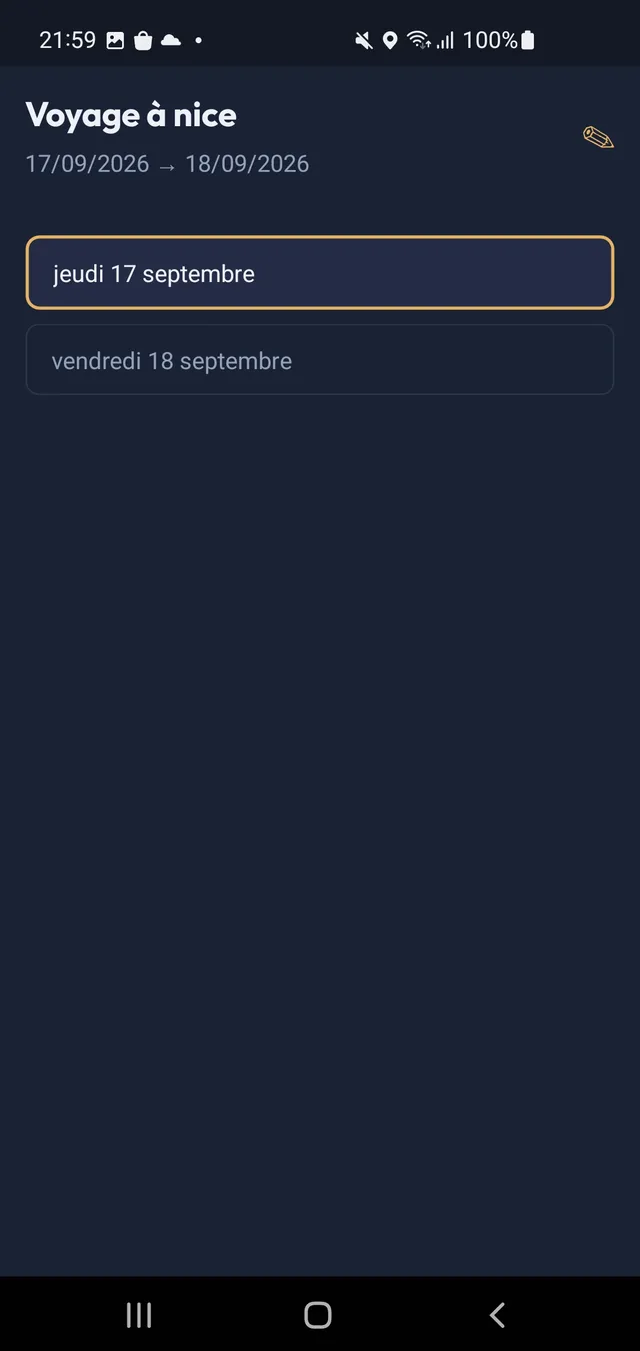 Timeline jour par jour d'un Voyage